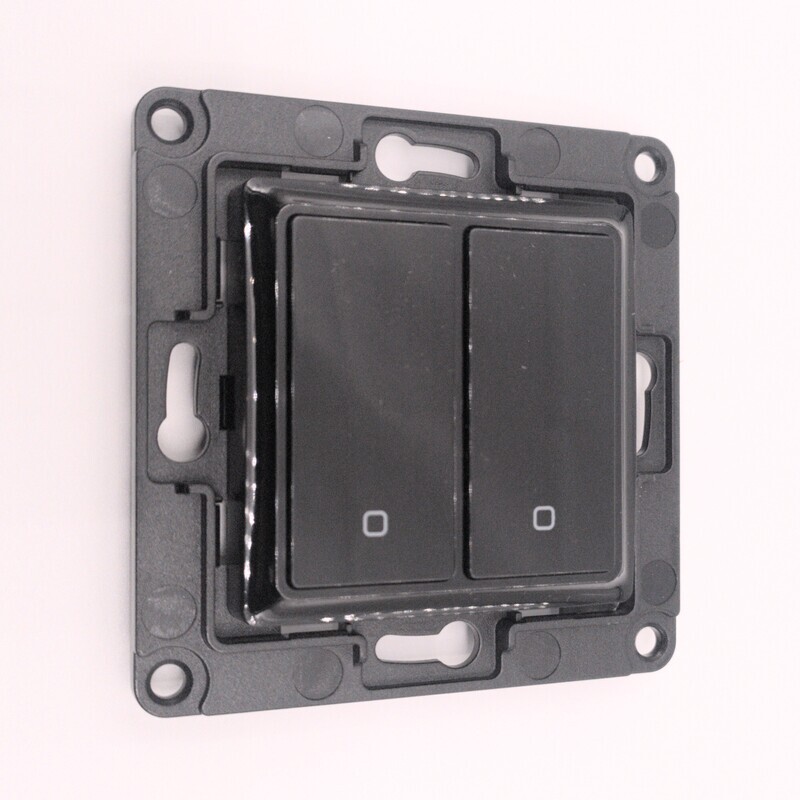 Shelly Wall Switch 2 - musta kaksipainikkeinen kytkin ja pidike Plus / Gen3 / Gen4 -laitteille
