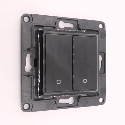 Shelly Wall Switch 2 - musta kaksipainikkeinen kytkin ja pidike Plus-tuotteet / Dimmer 2