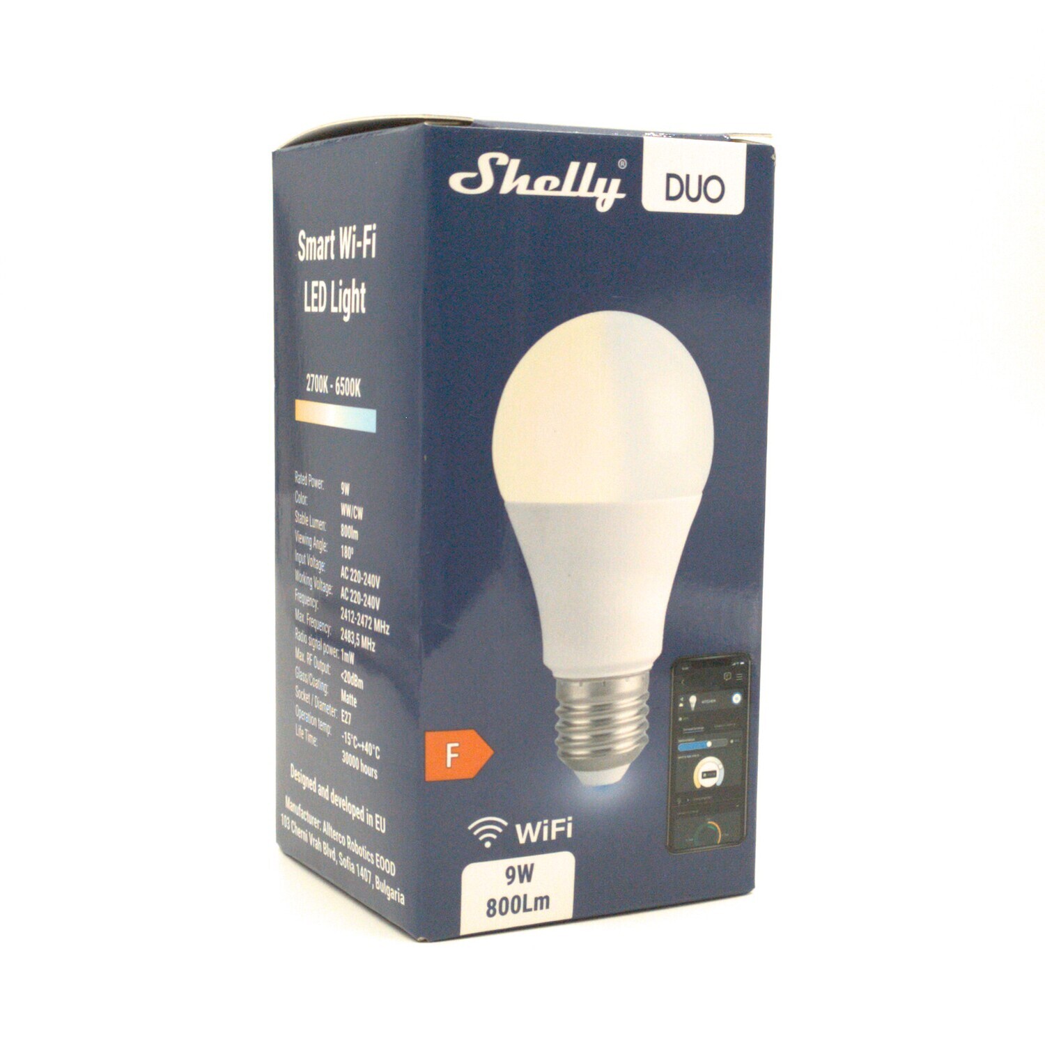 Shelly Duo - 9W/800lm/E27 WiFi-lamppu säädettävällä värilämpötilalla