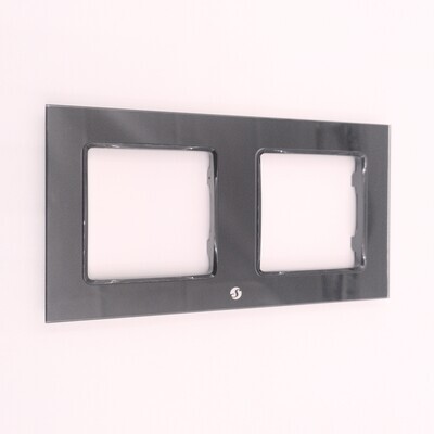 Shelly Wall Frame 2 - musta peitelevy kahdelle Wall Switch / Wall socket -tuotteelle
