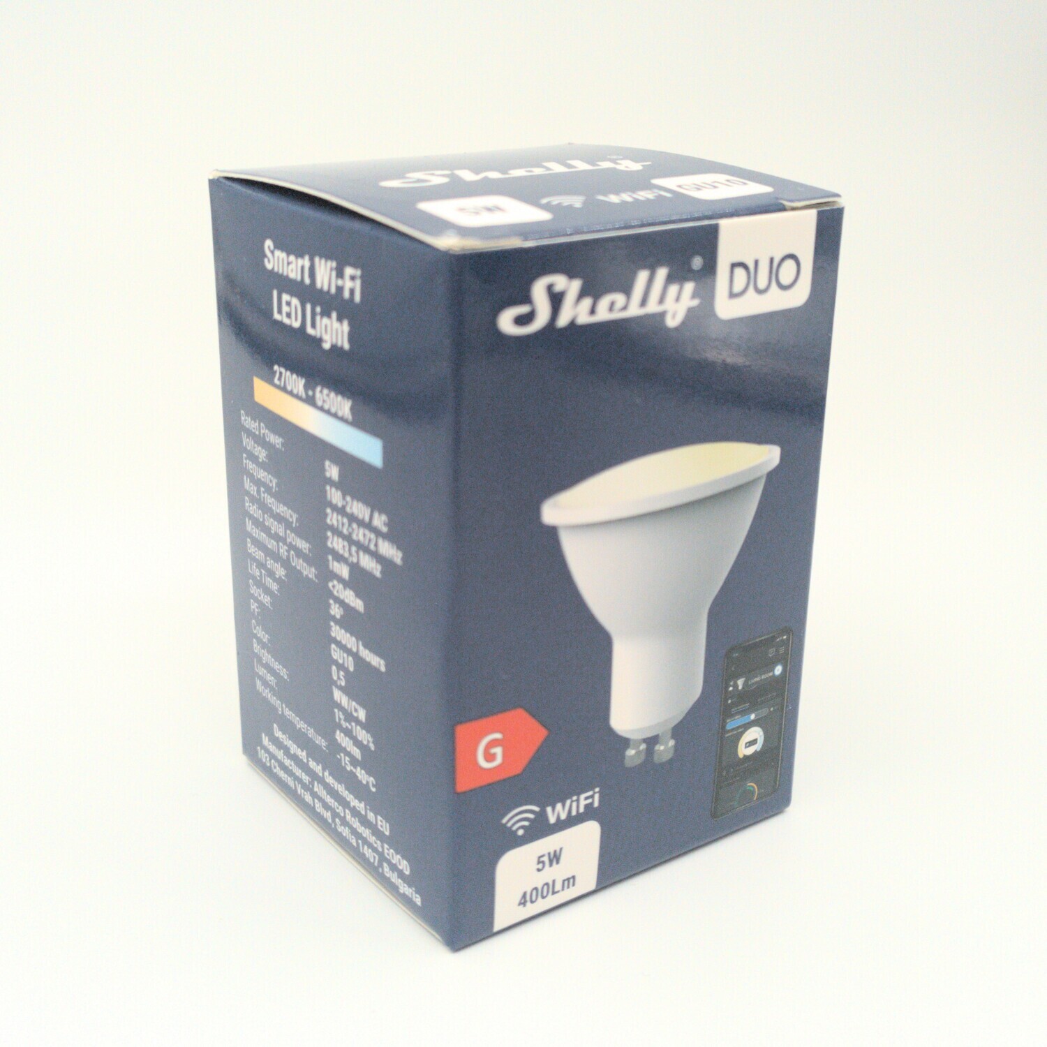 Shelly Duo - 5W/400lm/GU10 WiFi-lamppu säädettävällä värilämpötilalla