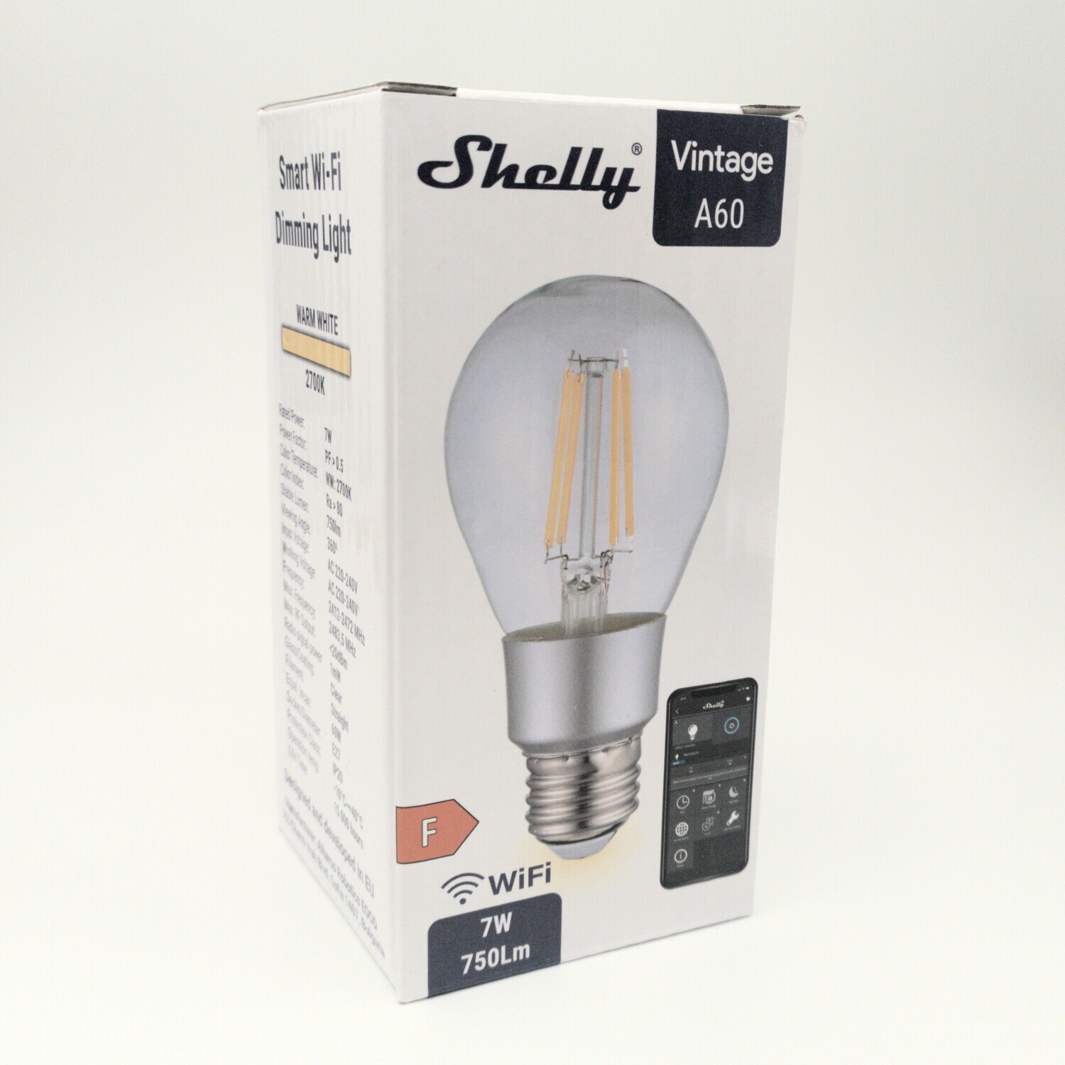 Shelly Vintage A60 - 7W/750lm/E27 lamppu (lämmin valkoinen)