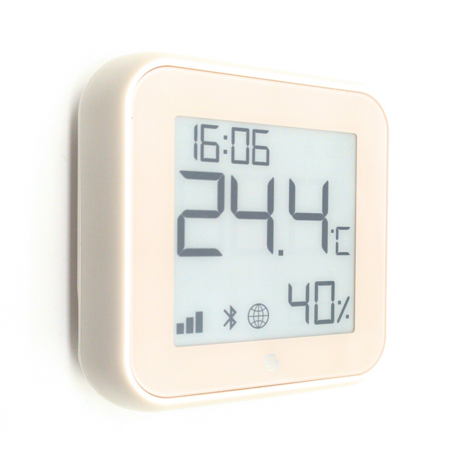 Shelly Plus H&T - lämpimän valkoinen WiFI lämpötila- ja kosteusanturi näytöllä