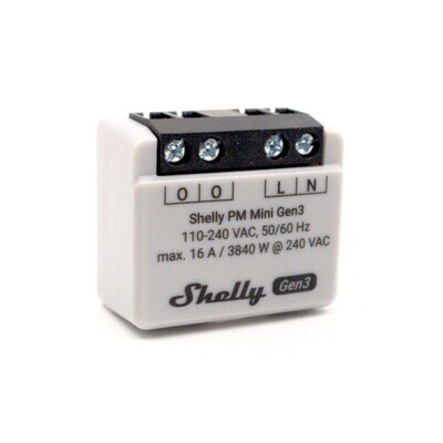 Shelly Plus PM Mini Gen3 - 1x16A ohjelmoitava Wifi-energiamittari rasiaan