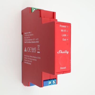 Shelly Pro 1PM - 16A energiaa mittaava & ohjelmoitava WiFi / Ethernet-rele DIN-kiskoon