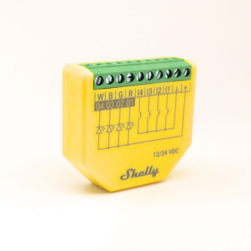Shelly Plus RGBW PM - 4-kanavainen ohjelmoitava 12/24V WiFi-LED-kontrolleri energiamittauksella