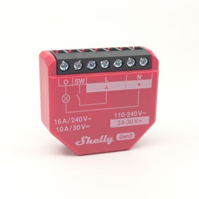 Shelly 1PM Gen3 - 16A tehoa mittaava ohjelmoitava WiFi-rele rasiaan