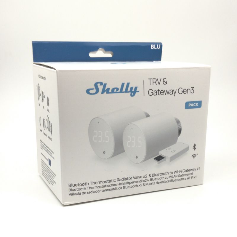Shelly Blu TRV (2 kpl) - Bluetooth/Zigbee-termostaatti vesikiertoisiin pattereihin (sis. BLU Gateway Gen3)