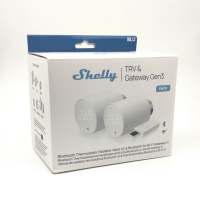 Shelly Blu TRV (2 kpl) - Bluetooth/Zigbee-termostaatti vesikiertoisiin pattereihin (sis. BLU Gateway Gen3)