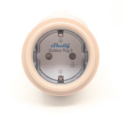 Shelly Outdoor Plug Gen3 - maitokahvin värinen 2500W energiaa mittaava ohjelmoitava WiFi-älypistorasia ulkokäyttöön Matter-tuella