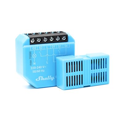 Shelly 2L Gen3 -  2x200W nollavapaa ohjelmoitava WiFi-rele rasiaan shuntilla