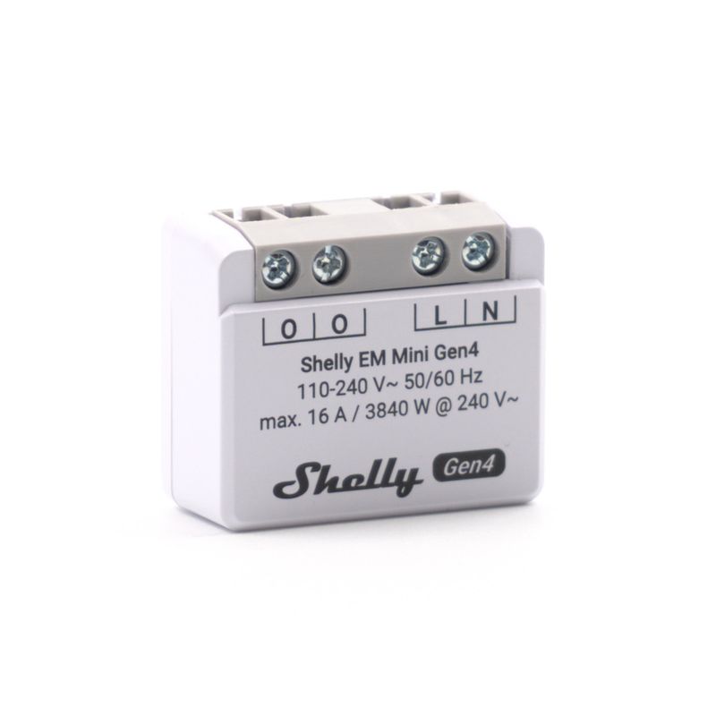Shelly EM Mini Gen4 - 1x16A ohjelmoitava Wifi/Zigbee -energiamittari rasiaan