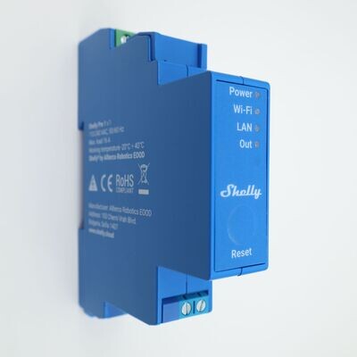 Shelly Pro 1 V1 - 16A potentiaalivapaa ohjelmoitava WiFi / Ethernet-rele DIN-kiskoon