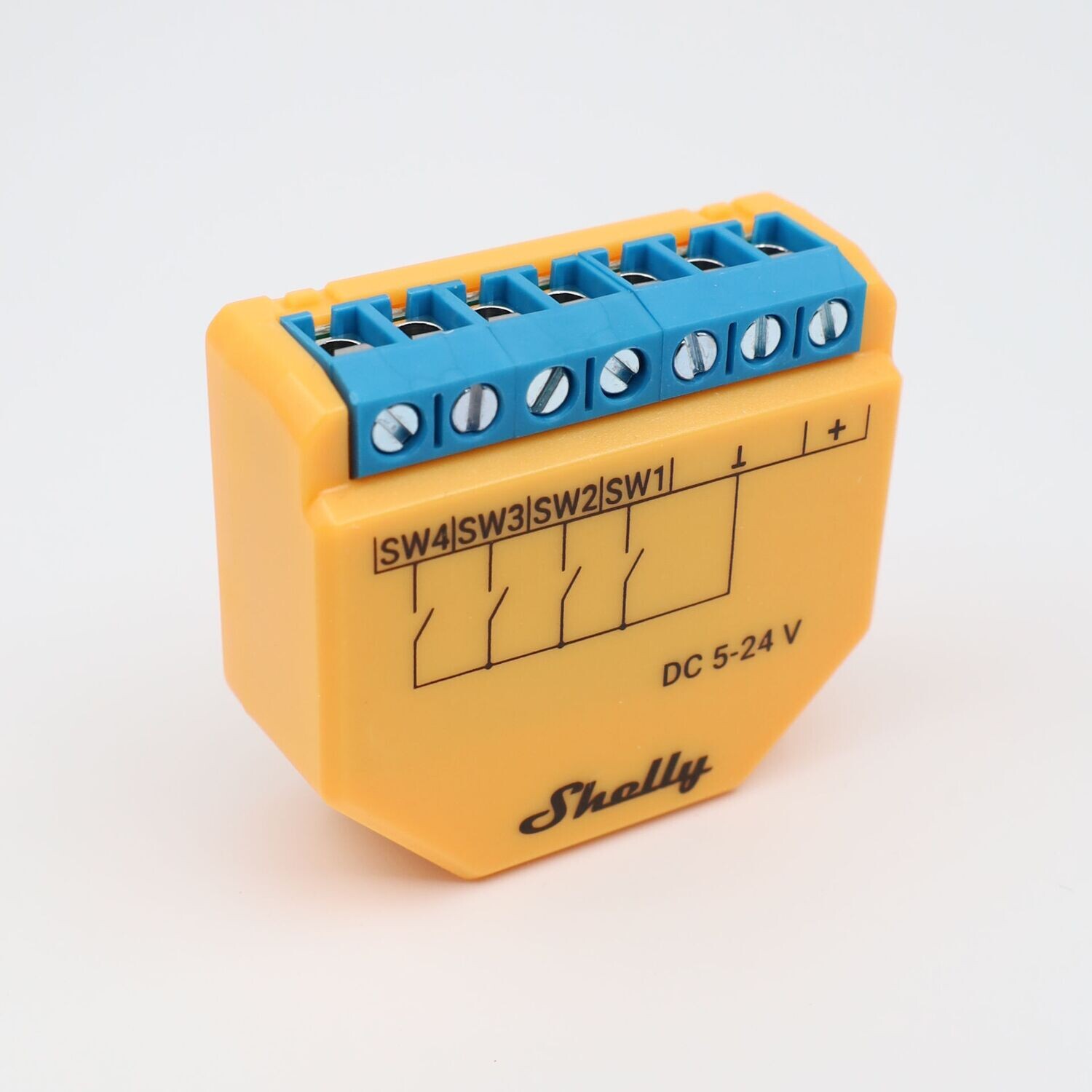 Shelly Plus i4 DC - 4-kanavainen ohjelmoitava Wifi-liitännäinen DC-lukulaite rasia/painikeasennukseen