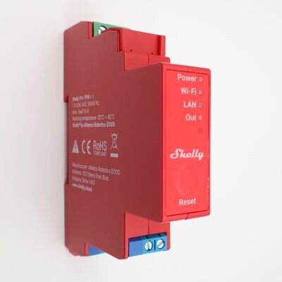 Shelly Pro 1 PM V1 - 16A energiaa mittaava &amp; ohjelmoitava WiFi / Ethernet-rele DIN-kiskoon
