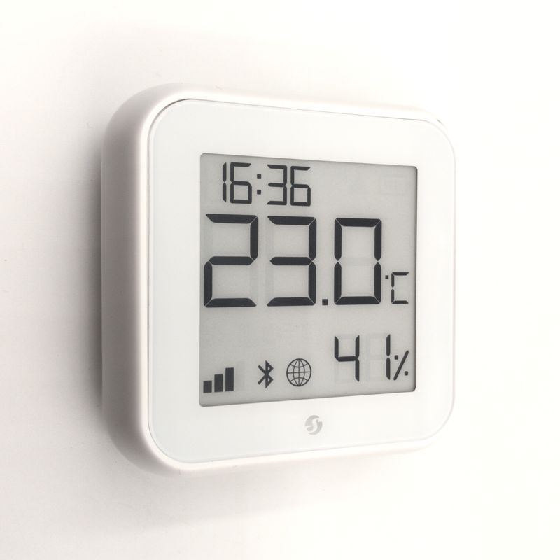 Shelly H&amp;T Gen3 - valkoinen WiFI lämpötila- ja kosteusanturi näytöllä