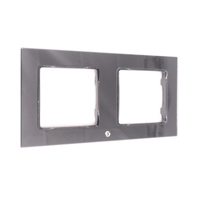 Shelly Wall Frame 2 - musta peitelevy kahdelle Wall Switch / Wall socket -tuotteelle