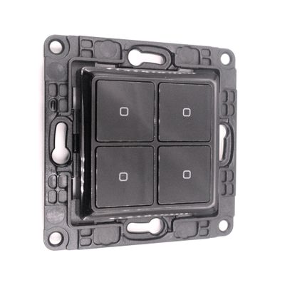 Shelly Wall Switch 4 - musta nelipainikkeinen kytkin ja pidike Plus / Gen3 / Gen4 -laitteille