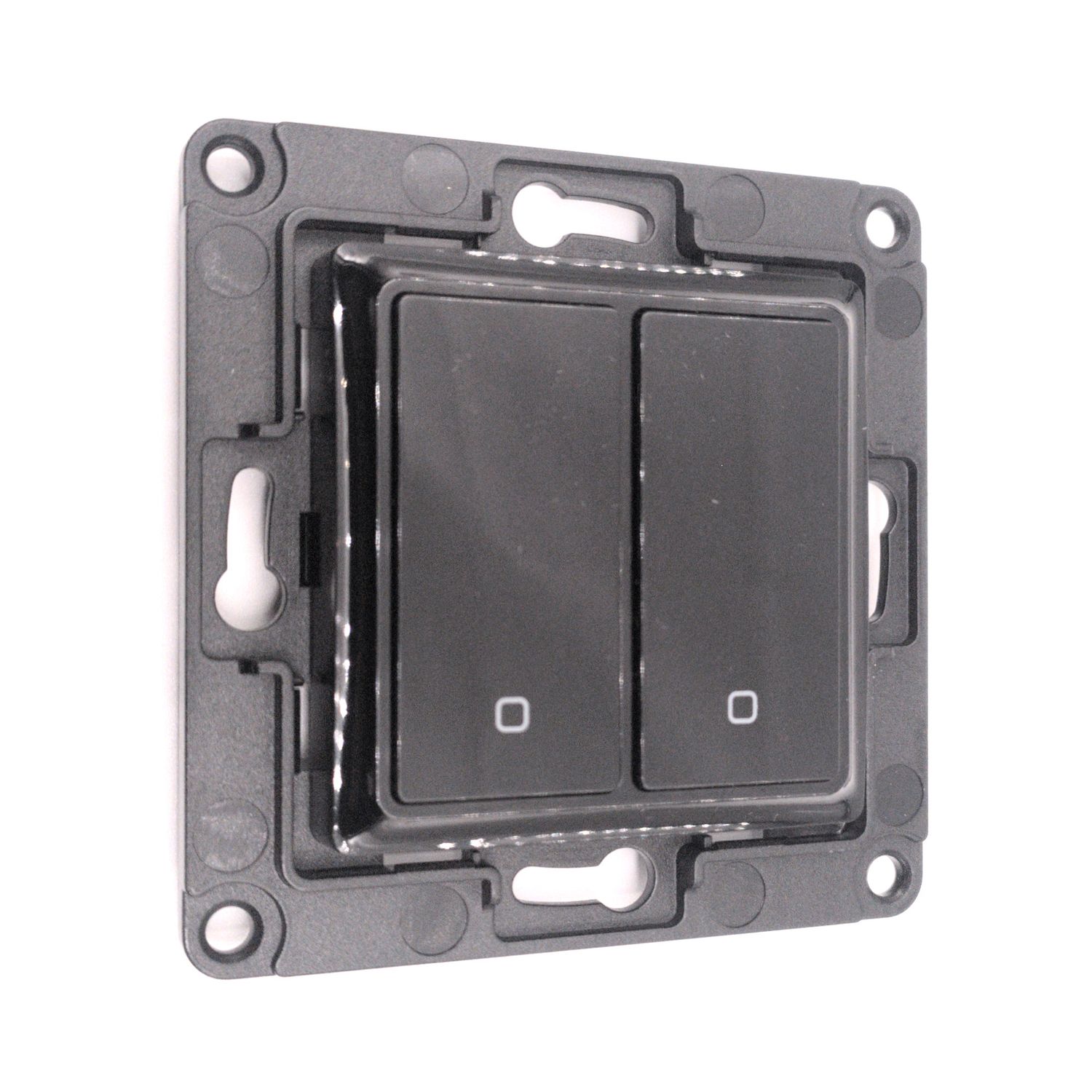 Shelly Wall Switch 2 - musta kaksipainikkeinen kytkin ja pidike Plus / Gen3 / Gen4 -laitteille