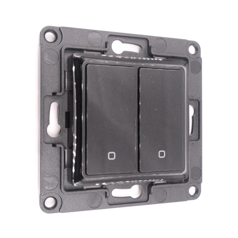 Shelly Wall Switch 2 - musta kaksipainikkeinen kytkin ja pidike Plus / Gen3 / Gen4 -laitteille