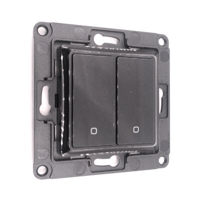 Shelly Wall Switch 2 - musta kaksipainikkeinen kytkin ja pidike Plus / Gen3 / Gen4 -laitteille