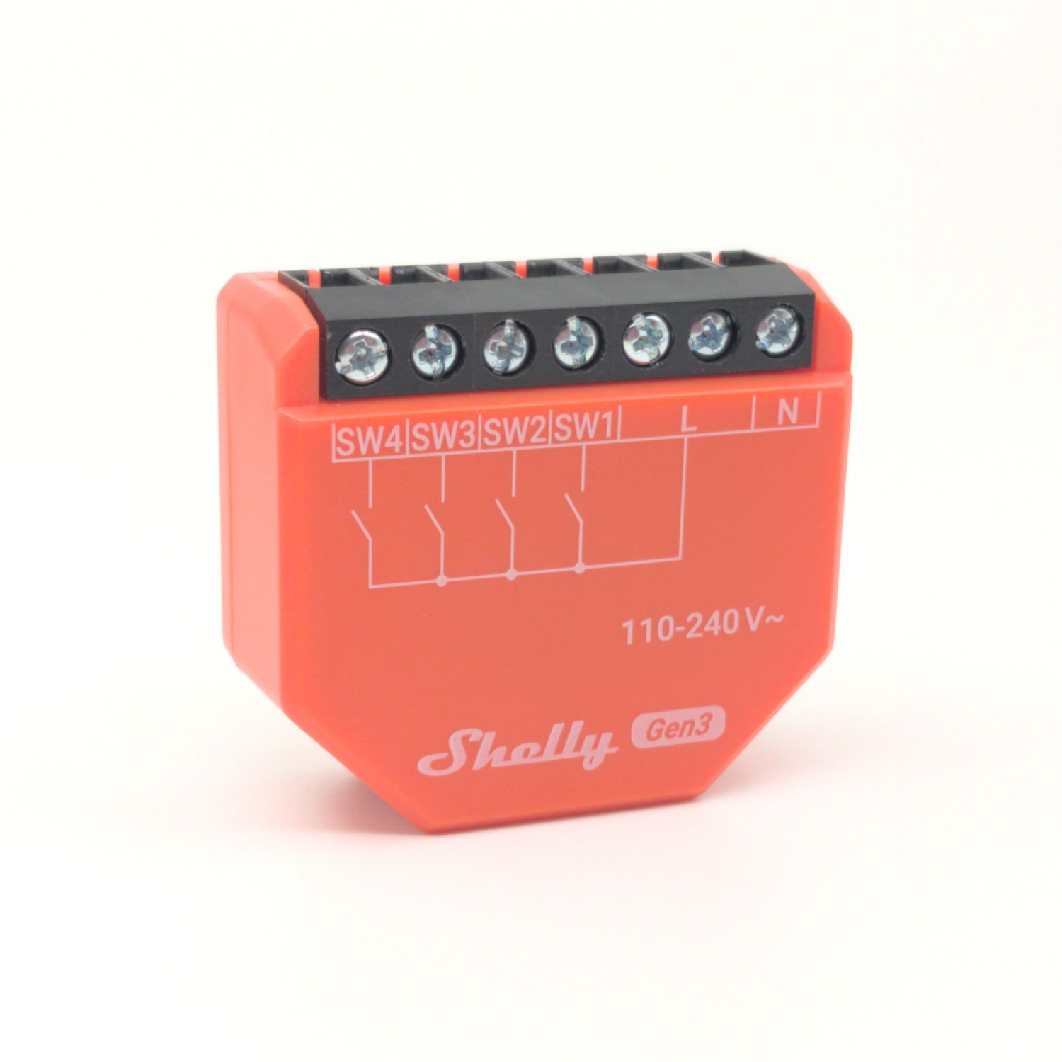 Shelly i4 Gen3 - 4-kanavainen ohjelmoitava AC-sisääntulo painikkeeseen / rasiaan
