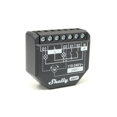 Shelly 2PM Gen3 - 2x10A mittaava &amp; ohjelmoitava WiFi-rele rasiaan