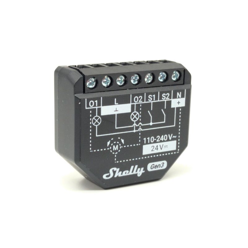 Shelly 2PM Gen3 - 2x10A mittaava &amp; ohjelmoitava WiFi-rele rasiaan