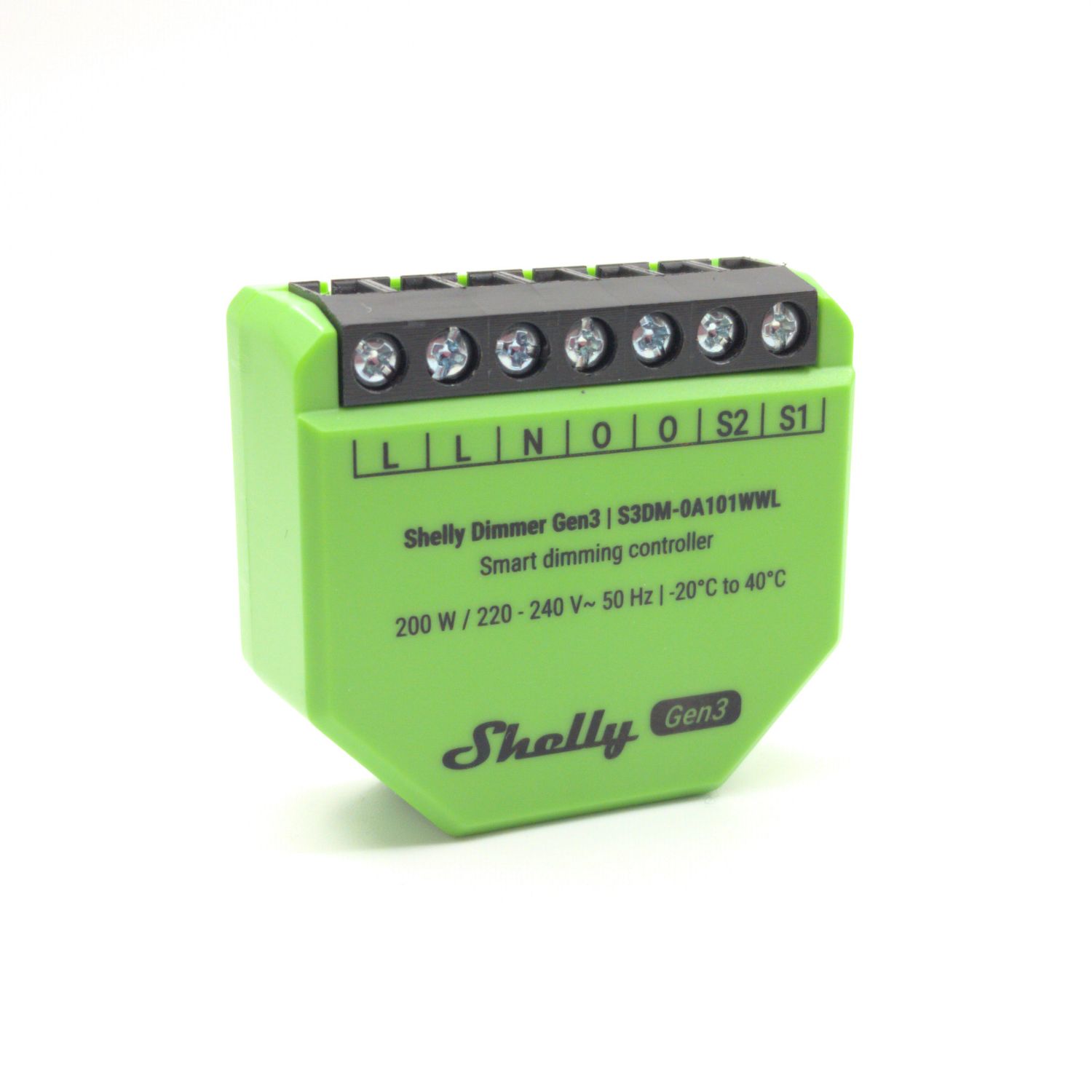 Shelly Dimmer Gen3 - 200W nollavapaa ohjelmoitava ja energiaa mittaava WiFi-himmennin rasiaan
