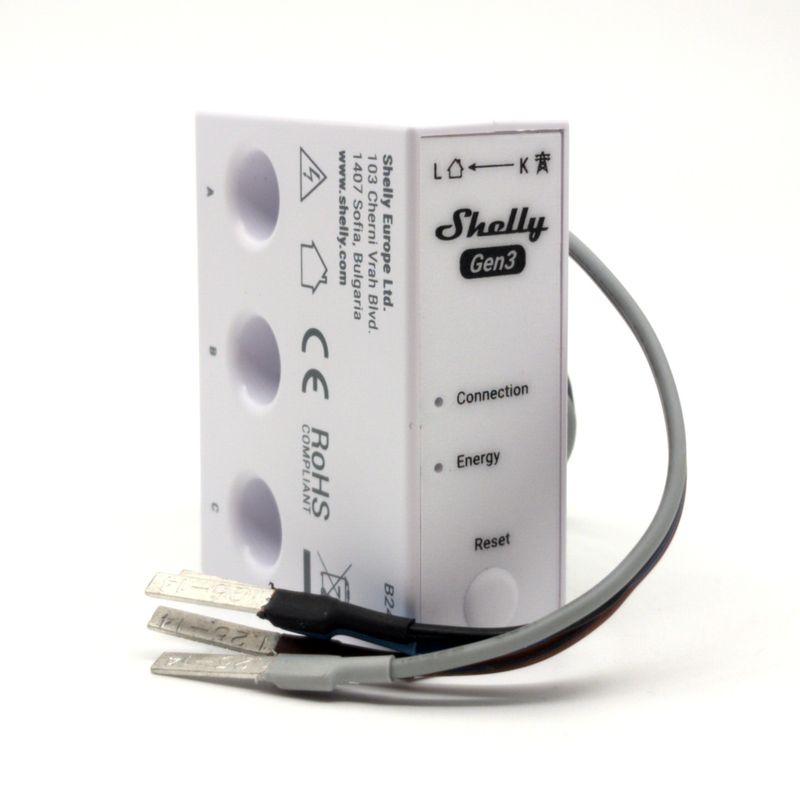 Shelly 3EM-63W Gen3 - 3x63A ohjelmoitava 3-vaihe WiFi-energiamittari johtoliitännöin