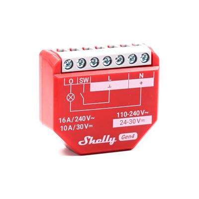 Shelly 1PM Gen4 - 16A tehoa mittaava ohjelmoitava WiFi/Zigbee -rele rasiaan