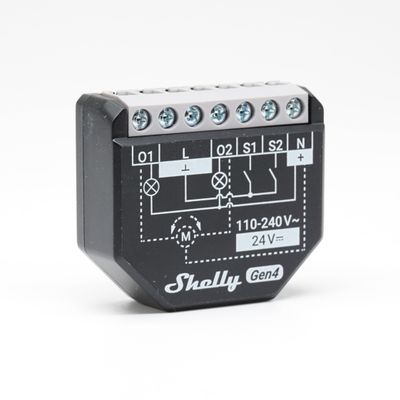 Shelly 2PM Gen4 - 2x10A tehoa mittaava ohjelmoitava WiFi/Zigbee-rele rasiaan