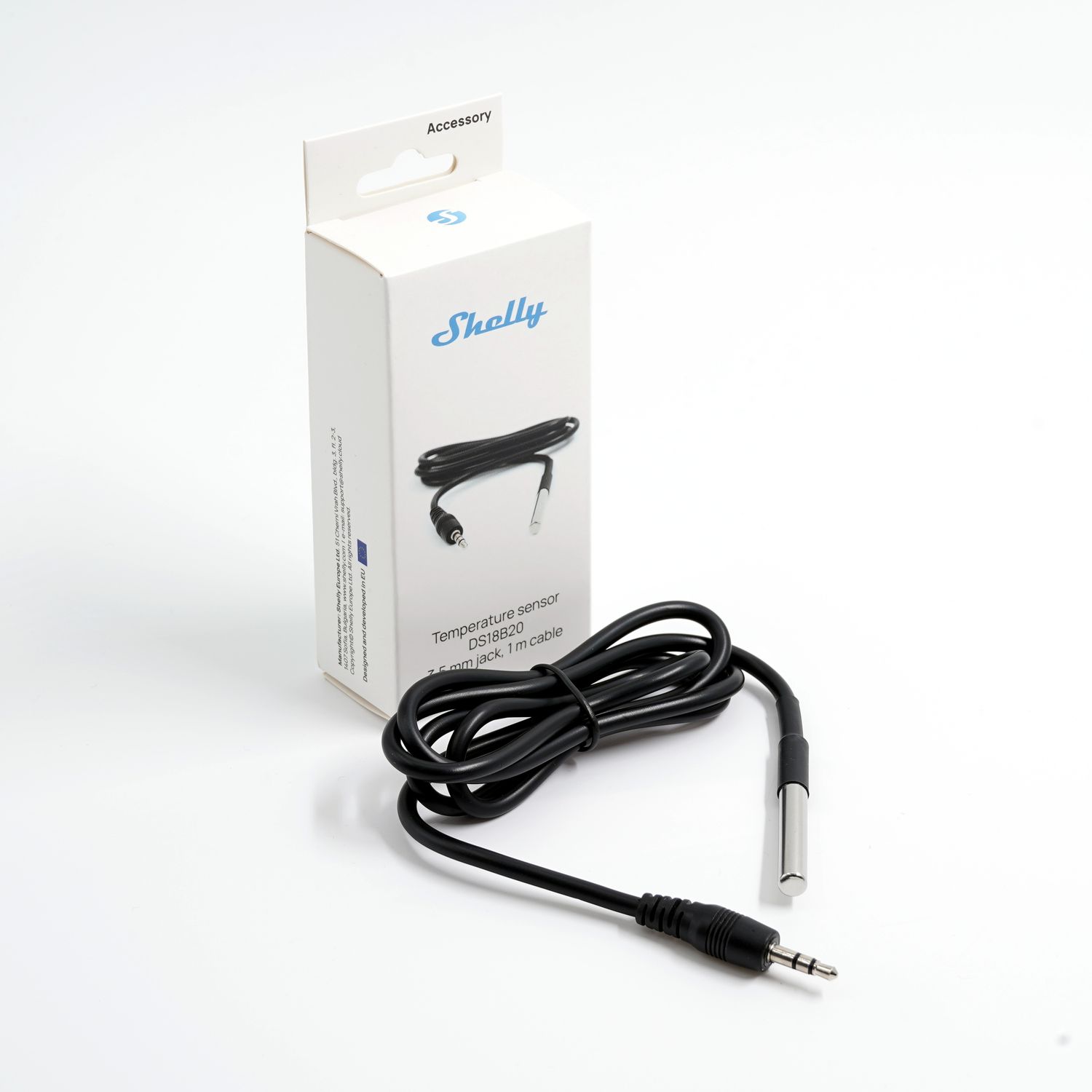 Shelly Pill DS18B20 - digitaalinen lämpötila-anturi 3.5mm plugilla ja 1m johdolla