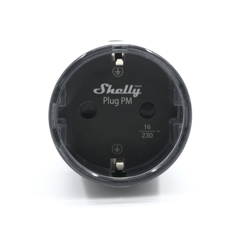 Shelly Plug PM Gen3 - 16A musta pistorasiaan kytkettävä Wifi-liitännäinen energiamittari