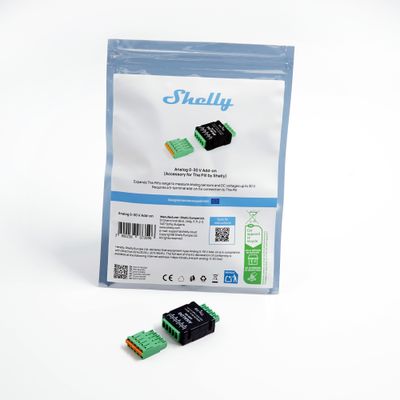 Shelly Pill Analog 0-30V Add-on - Lisäosa jännitetason luentaan tai sensorien littämiseksi Shelly Pill:iin