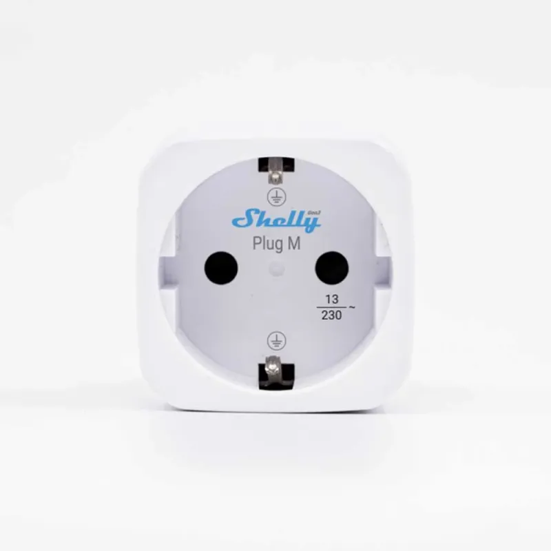 Shelly Plug M Gen3 - valkoinen 3000W energiaa mittaava ohjelmoitava WiFi-älypistorasia