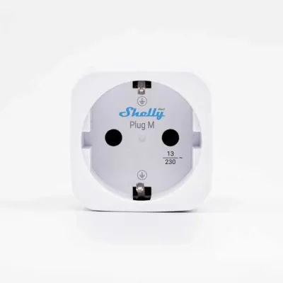 Shelly Plug M Gen3 - valkoinen 3000W energiaa mittaava ohjelmoitava WiFi-älypistorasia