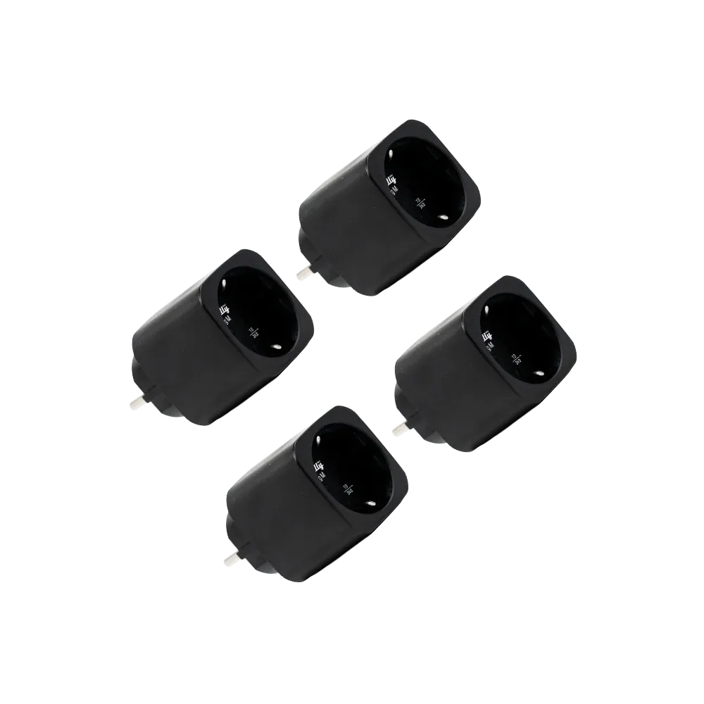 Shelly Plug M Gen3 - musta 3000W energiaa mittaava ohjelmoitava WiFi-älypistorasia (4-pack)