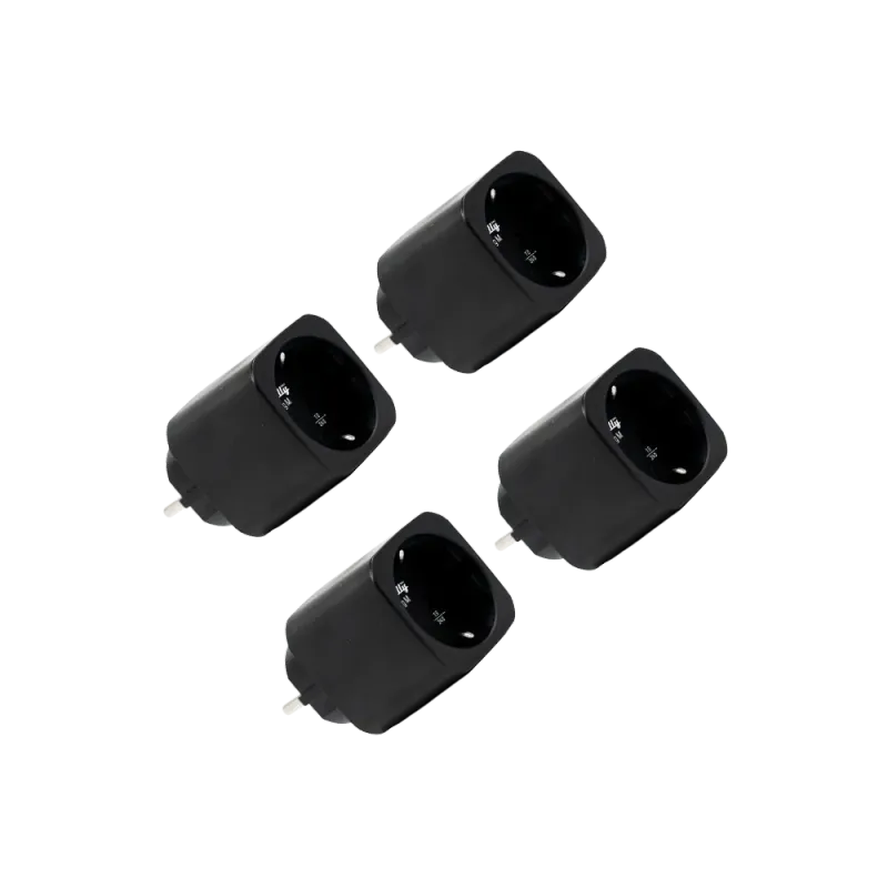 Shelly Plug M Gen3 - musta 3000W energiaa mittaava ohjelmoitava WiFi-älypistorasia (4-pack)