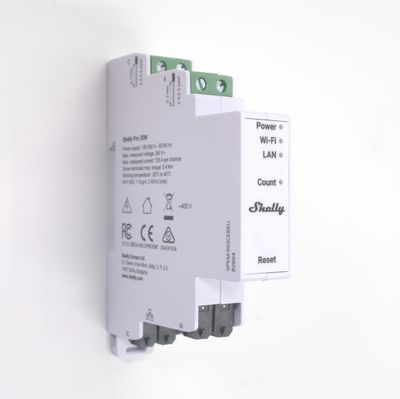 Shelly Pro 3EM V2 - 3x120A ohjelmoitava 3-vaihe WiFi / Ethernet -energiamittari Matter-tuella DIN-kiskoon