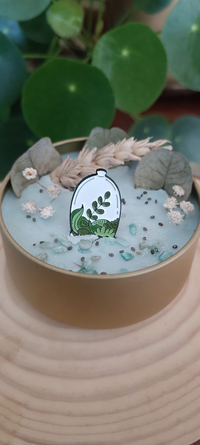 Bougie Vierge &quot;Terre Mère&quot;🌾 - Broche Terrarium 