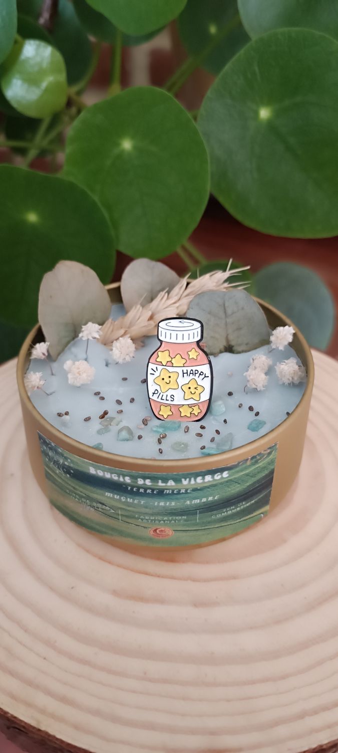 Bougie Vierge &quot;Terre Mère&quot;🌾 - Broche Happy Pills