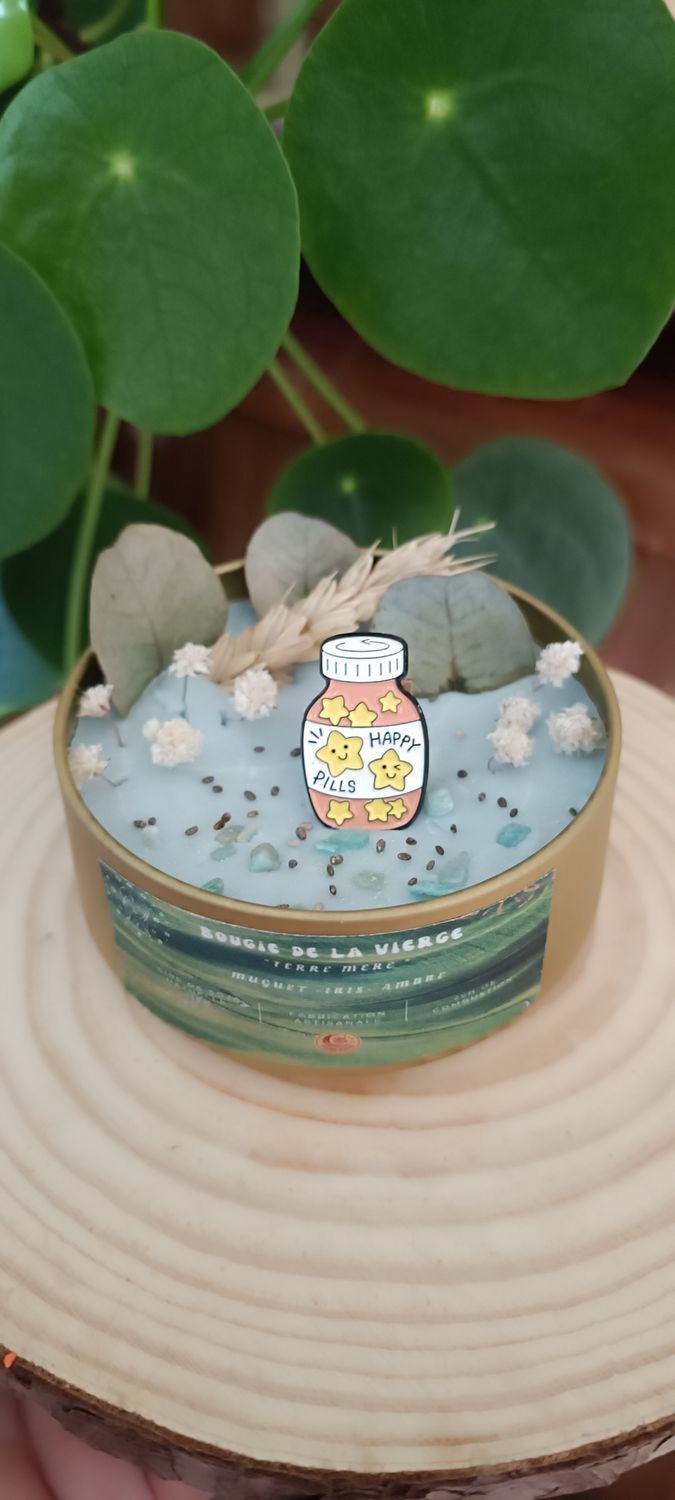 Bougie Vierge &quot;Terre Mère&quot;🌾 - Broche Happy Pills