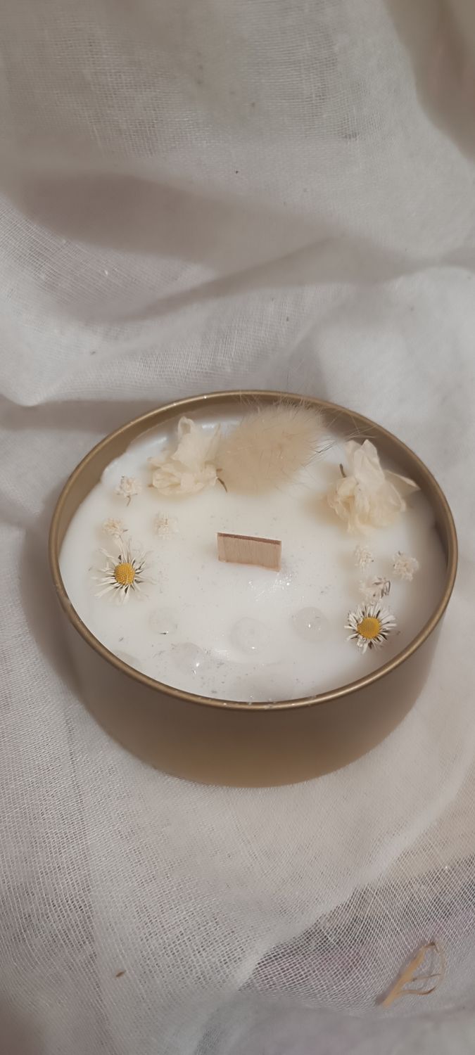 Bougie Cancer "Fleur de coton" ☁️ - Broche paquerette