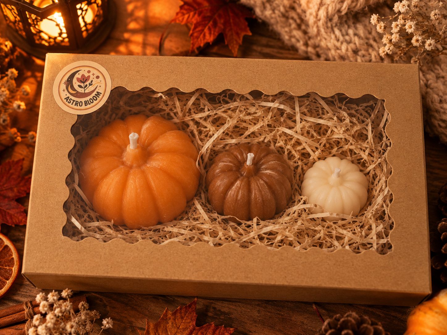 Coffret de 3 bougies citrouilles - 180g