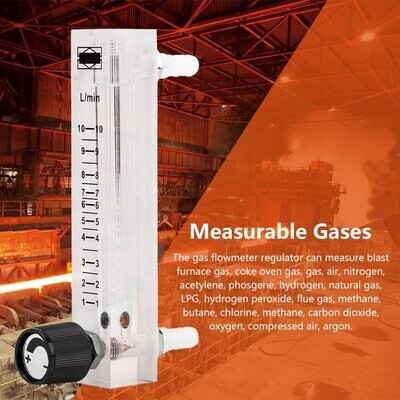 Gas Flowmeter, Flowmeter 1-10LPM Flow Meter with Control Valve for Oxygen Air Gas