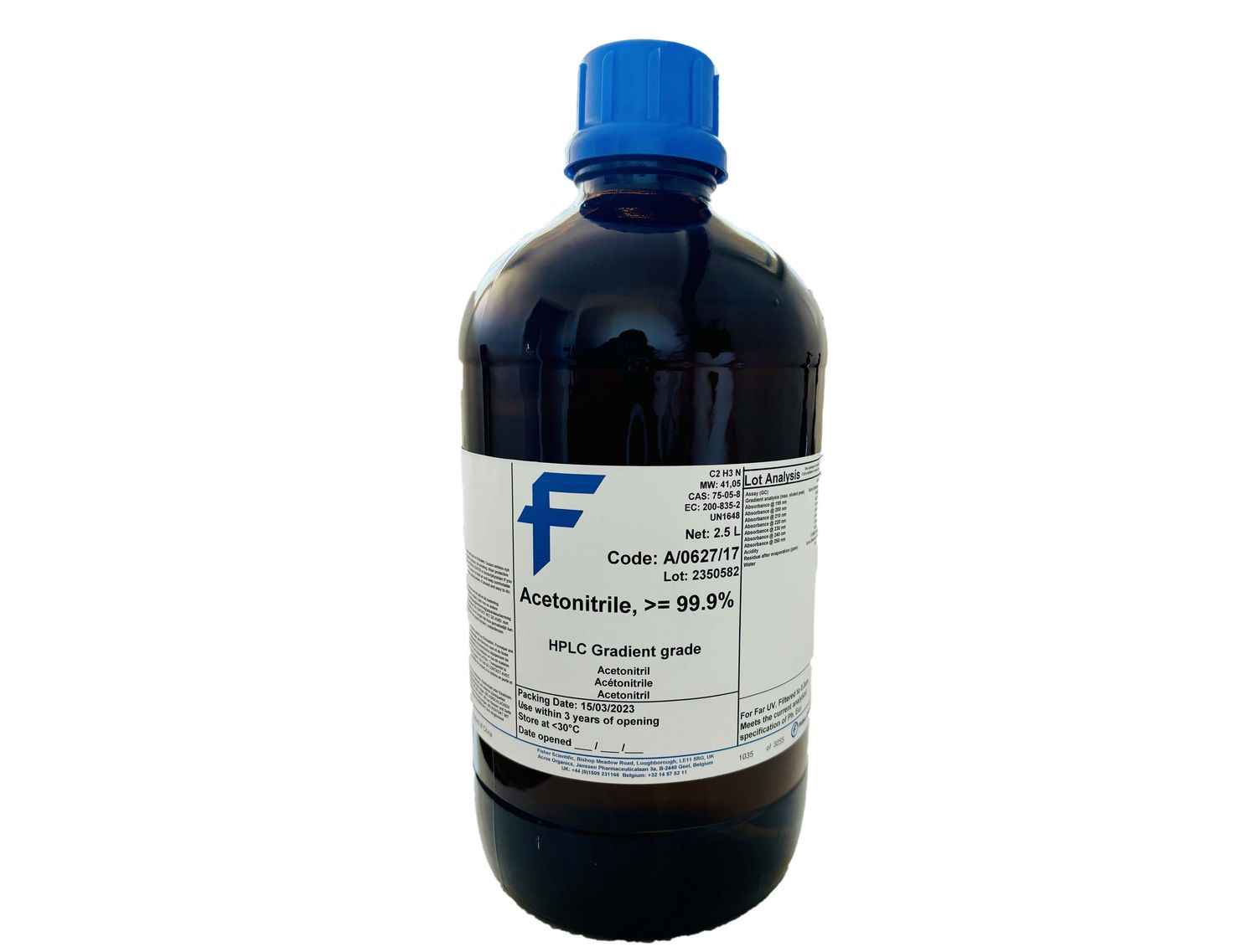 Acetonitrile HPLC Gradient, ≥99.9%, 2.5L