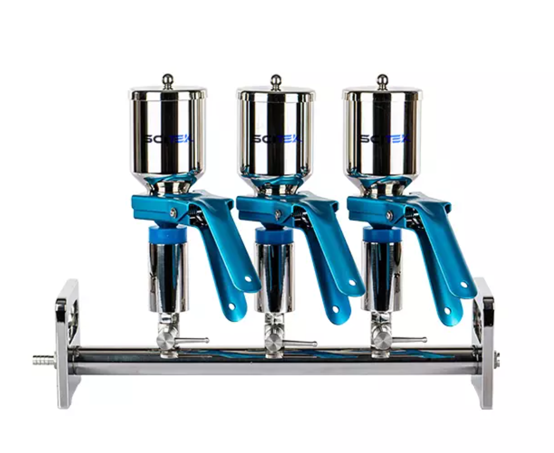 Vacuum filtration manifold 3-places stainless steel, 300ml 