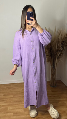 ROBE BOUTONNÉE GAZ DE COTON LILAS ROBE BOUTONNÉE GAZ DE COTON LILAS