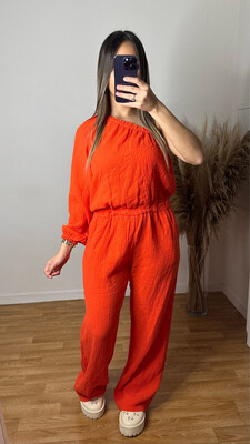 COMBI ASYMÉTRIQUE GAZ DE COTON ORANGE FONCÉ COMBI ASYMÉTRIQUE GAZ DE COTON ORANGE FONCÉ